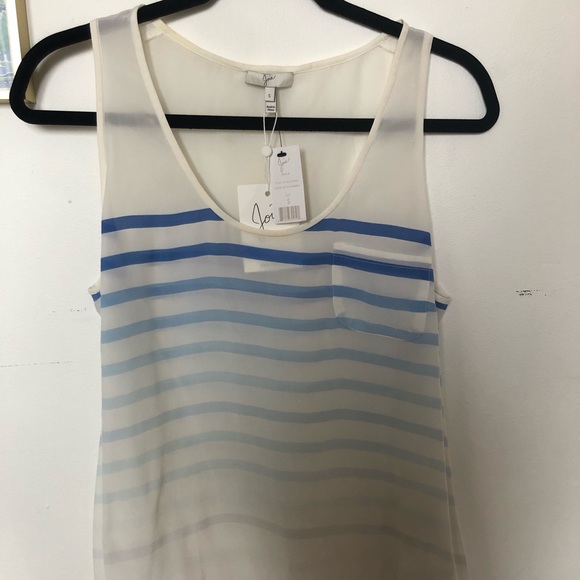 NWT Joie silk camisole/tank, small, blue/white - Picture 2 of 6